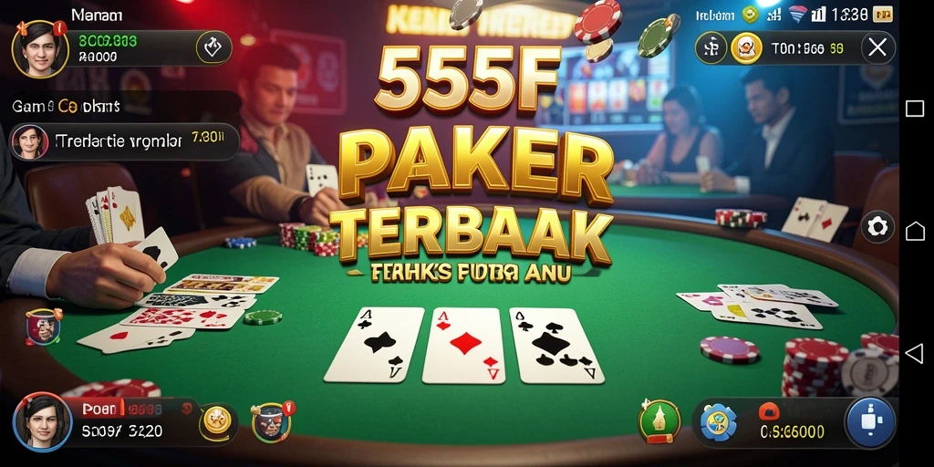 Tampilan layar utama 555F dengan gameplay Poker yang menarik.