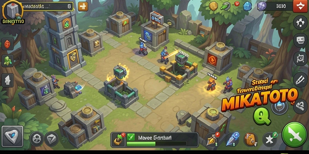 Tangkapan layar MIKATOTO menampilkan aksi menegangkan dalam game Tower Defense.