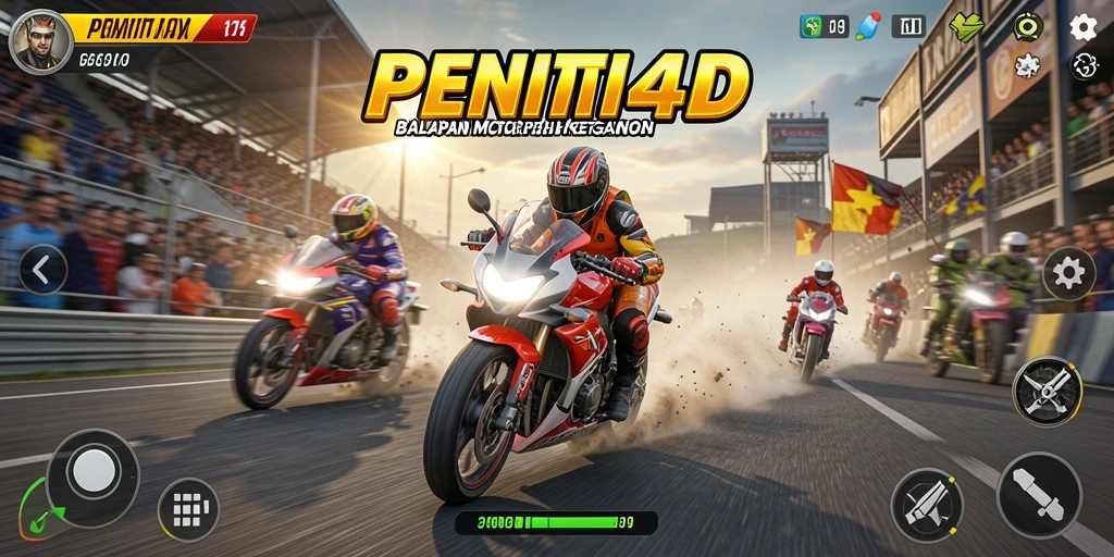 Screenshot tampilan balapan motor yang mendebarkan di PENITI4D.