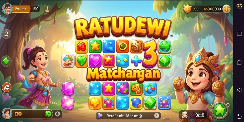 Tampilan gameplay seru dalam RATUDEWI yang penuh warna.