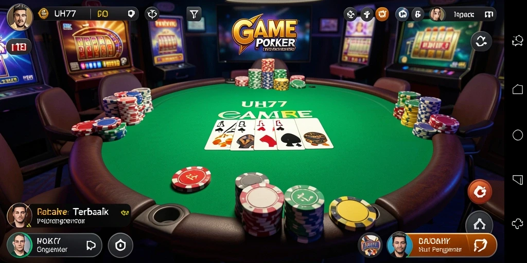 Tampilan gameplay Poker yang seru dan interaktif di UH77.