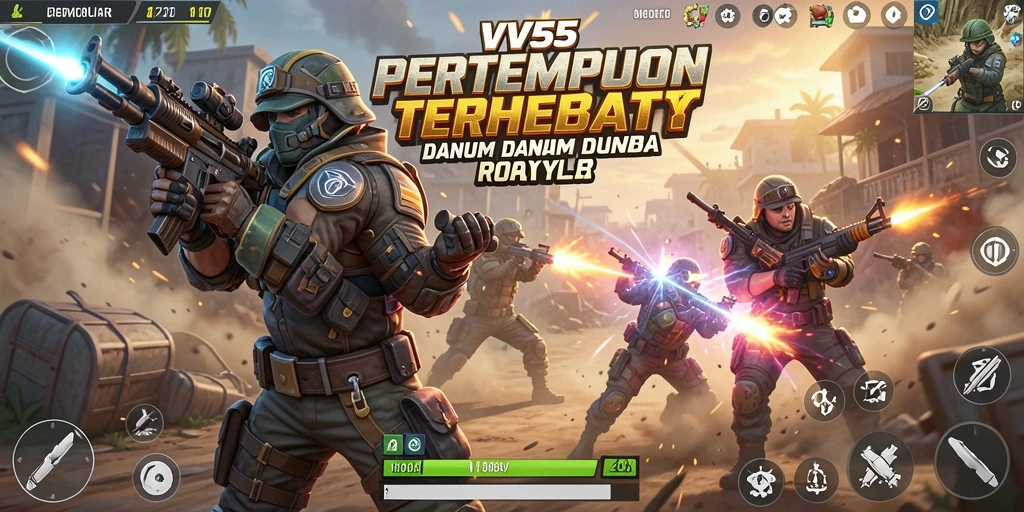 Screenshot gameplay VV55 menampilkan adrenalin pertempuran Battle Royale.